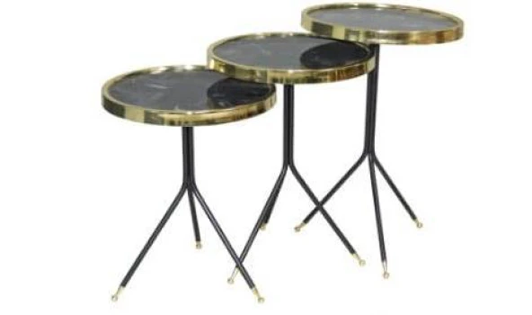 Brc Zigon Küpe 13408 Model Sehpa Metal Bakır Gold renk Kırılmaz cam tabla Elyapı - 4