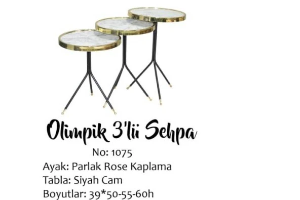 Brc Zigon 13409 Olimpik Model Beyaz Mermer Metal Gold Kaplama Ayak El Yapım