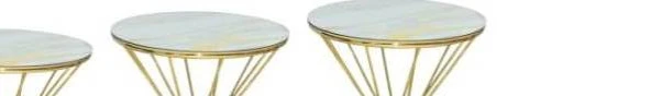Brc Zigon 13411 Rivoli Model Beyaz Mermer desen Metal Gold Kaplama Ayak El Yapım - 2