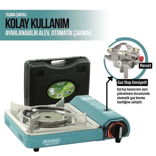 Orcamp Tekli Portatif Pro Seramik Ocak Mavi CK-508 - Resim 2