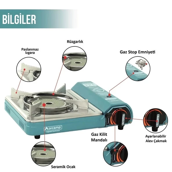Orcamp Tekli Portatif Pro Seramik Ocak Mavi CK-508 - Resim 4