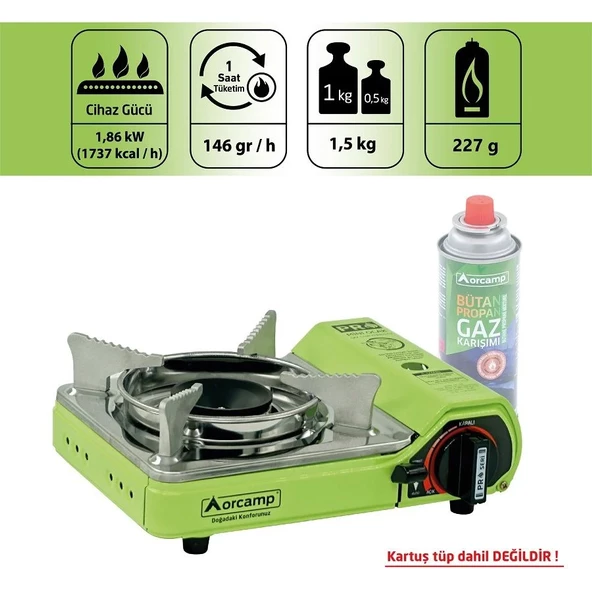 Orcamp Tekli Çantalı Mini Portatif Ocak Yeşil CK-506 - 5