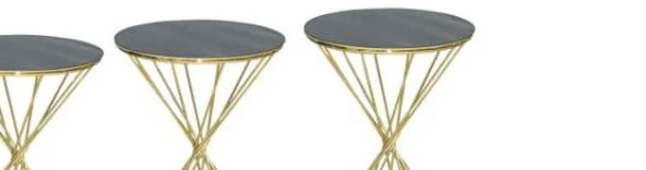 Brc Zigon Sehpa 13412 RİVOLİ Model Siyah Cam tabla Gold Parlak Ayak El Yapım - Resim 3