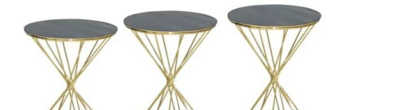 Brc Zigon Sehpa 13412 RİVOLİ Model Siyah Cam tabla Gold Parlak Ayak El Yapım - Resim 4