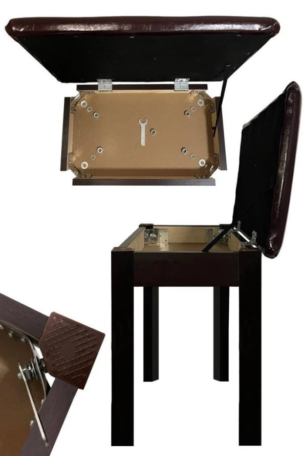 Midex TBX-144SR Üst Kalite Piyano Taburesi Gizli Bölmeli Kahve Renk (32x54x48) - 2