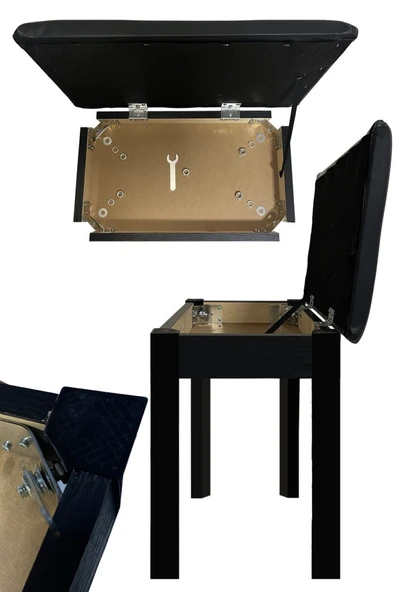 Midex TBX-144BK Üst Kalite Piyano Taburesi Gizli Bölmeli Siyah Renk (32x54x48) - Resim 2