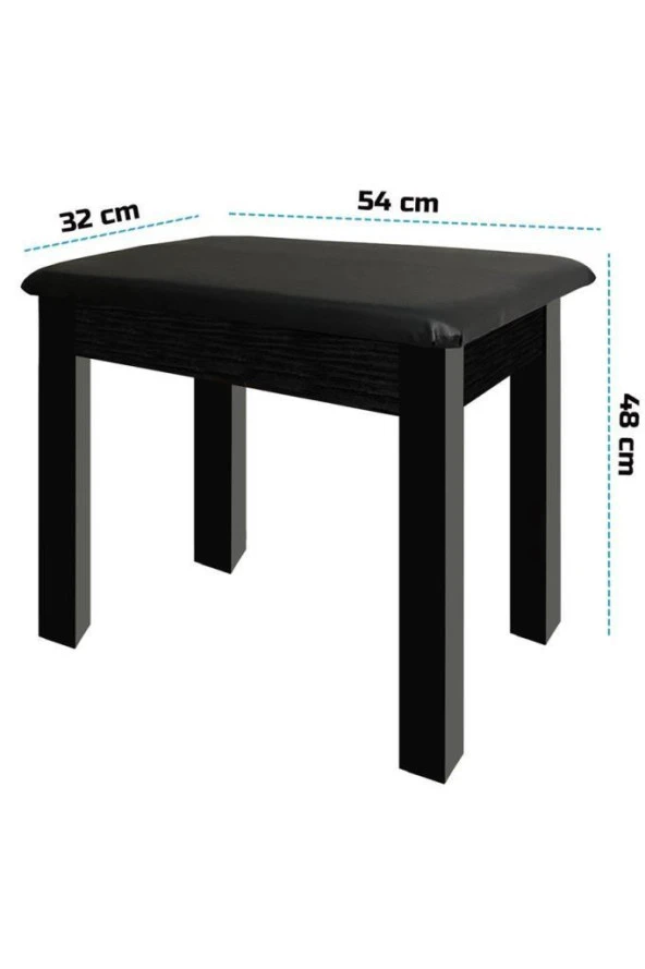 Midex TBX-144BK Üst Kalite Piyano Taburesi Gizli Bölmeli Siyah Renk (32x54x48) - 4