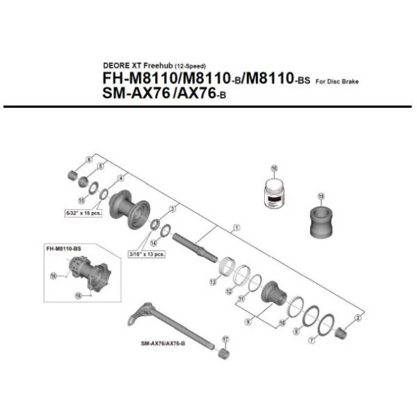 Shimano XT FH-M8110 Sol Kilit Somunu Y3G104000 - 2