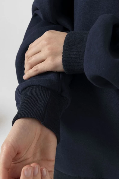 Friday The 13th Letter Logo Lacivert Kadın 3ip Kapşonlu - Resim 7