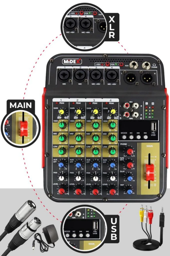 Lastvoice Rec Paket-3 Stüdyo Kayıt Paketi MX-2020 Mikrofon Phantomlu Mikser Kulaklık Stand Filtre - 4