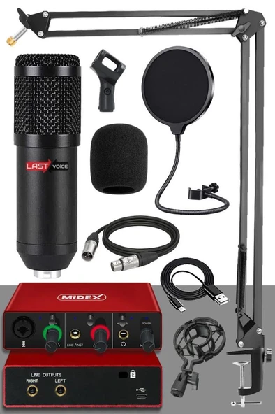 Lastvoice BM800-GLX-500 PRO Ses Kartı ve Condenser Mikrofon Stand Filtre Set ürün görseli 1