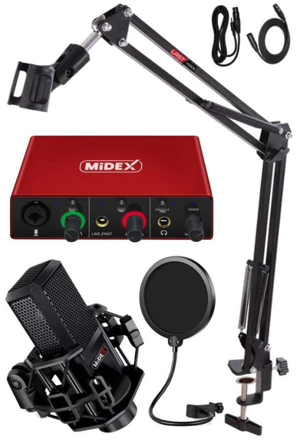 Midex MX2020-GLX-500 PRO Midex Ses Kartı ve Condenser Mikrofon Stand Filtre Set - Resim 3