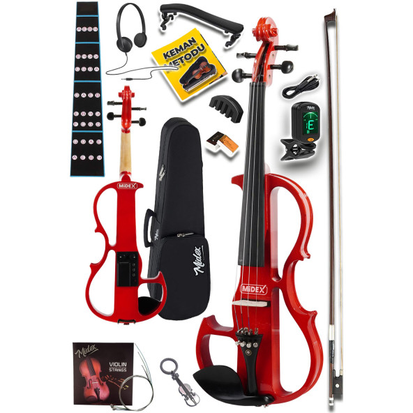 Midex RCZ-606RD Elektro Keman Seti Red (Kulaklık Kablo Tuner Yastık) - 2