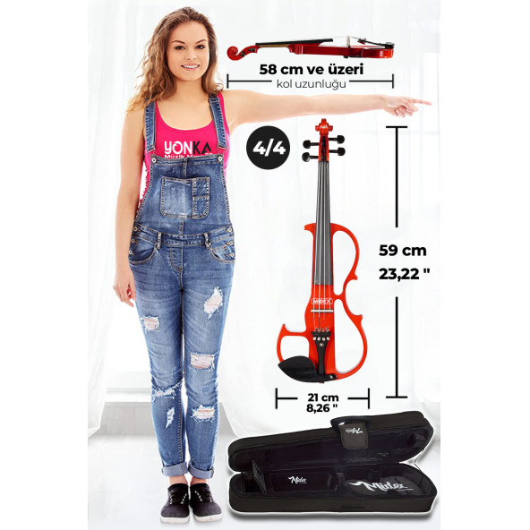 Midex RCZ-606RD Elektro Keman Seti Red (Kulaklık Kablo Tuner Yastık) - 5