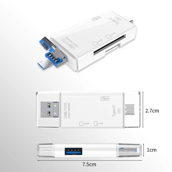 Torima 6 in 1 Kart Okuyucu Adaptör Usb-Otg Hub Type-C YD-40