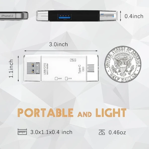Torima 6 in 1 Kart Okuyucu Adaptör Usb-Otg Hub Type-C YD-40 - 2