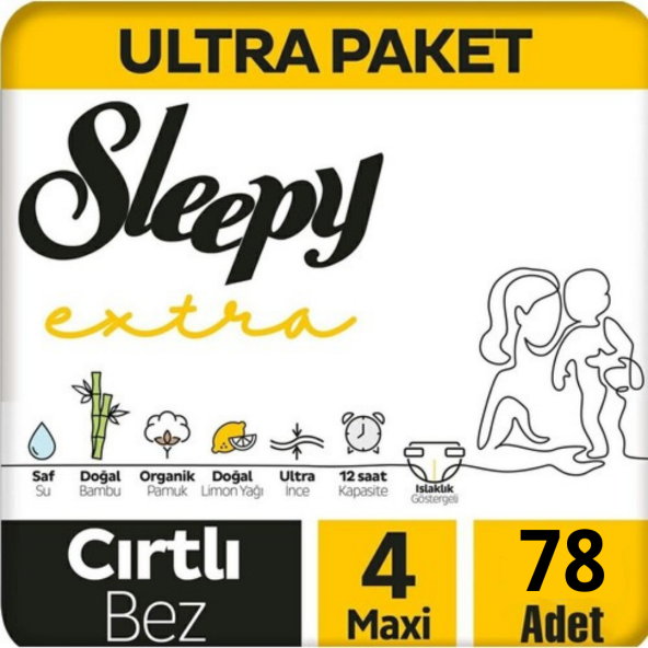 Sleepy Extra Günlük Aktivite Süper Paket Bebek Bezi 4 Numara Maxi 78 Adet