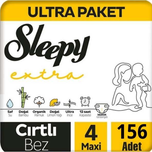 Sleepy Extra Günlük Aktivite Süper Paket Bebek Bezi 4 Numara Maxi 156 Adet
