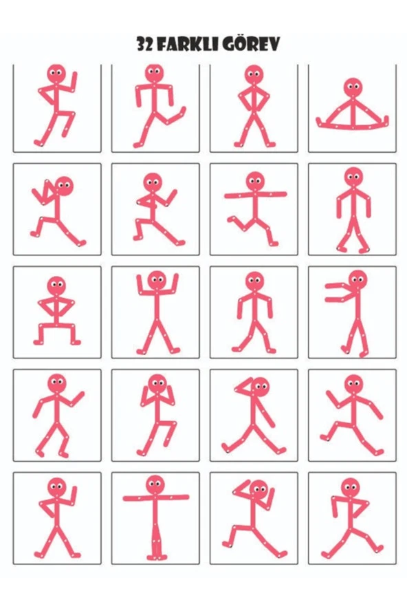 Pembe Ahşap Eğitici Oyuncak Montessori Çöp Adam Ahşap Oyuncak Ahşap Aktivite - Resim 2