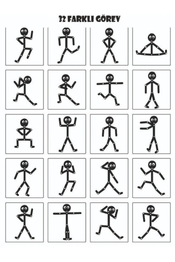 Siyah Ahşap Oyuncaklar Eğitici Montessori Çöp Adam Ahşap Oyuncak Ahşap Aktivite Eğitici Oyuncak - Resim 3