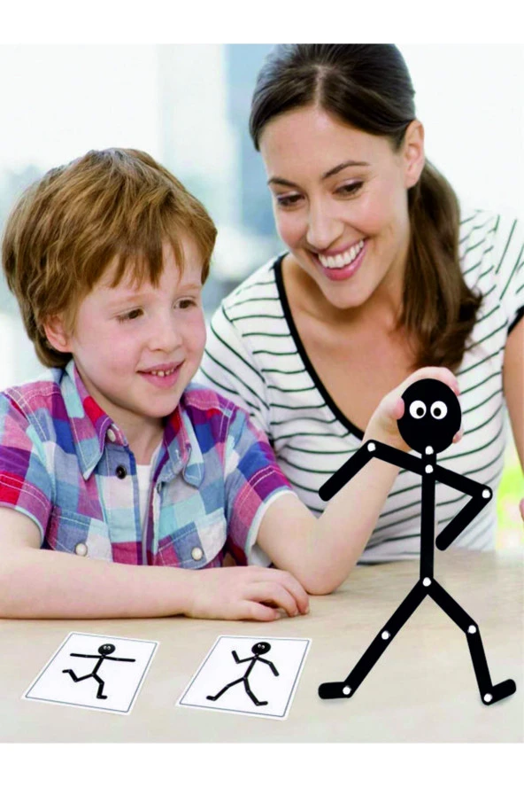 2 Adet Çöp Adam 1 adet 30lu Görev Kartı Montessori Ahşap Eğitici Oyuncak - Resim 2