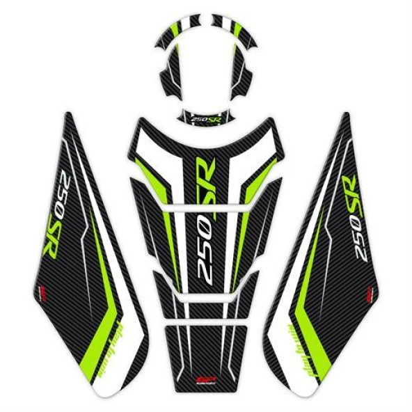 GP Kompozit CF Moto 250 SR 2020-2023 Uyumlu Tank Pad Seti Sarı ürün görseli 1