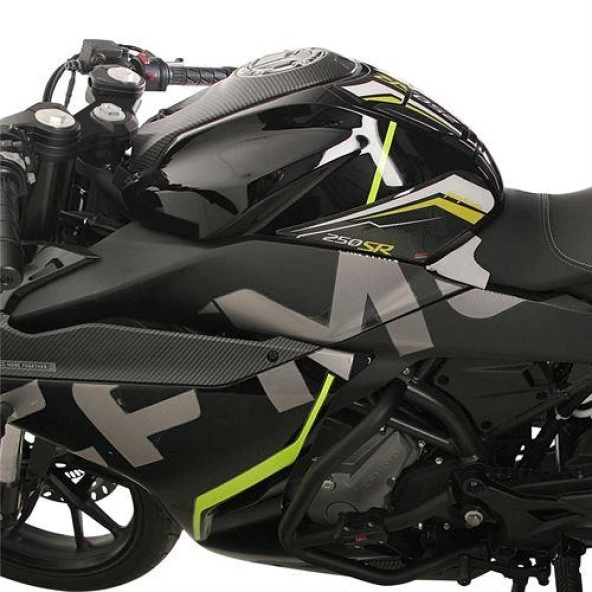 GP Kompozit CF Moto 250 SR 2020-2023 Uyumlu Tank Pad Seti Sarı - Resim 3