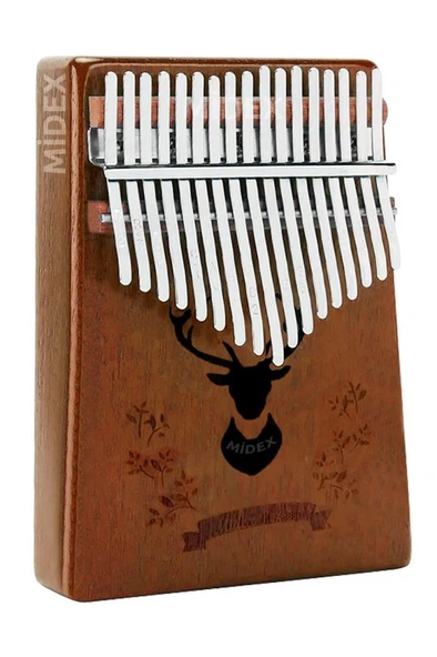 Midex KLX-880 Hakiki Ağaç Kalimba Geyik Desenli Ahşap Full Set 17 Çelik Tuşlu - Resim 2