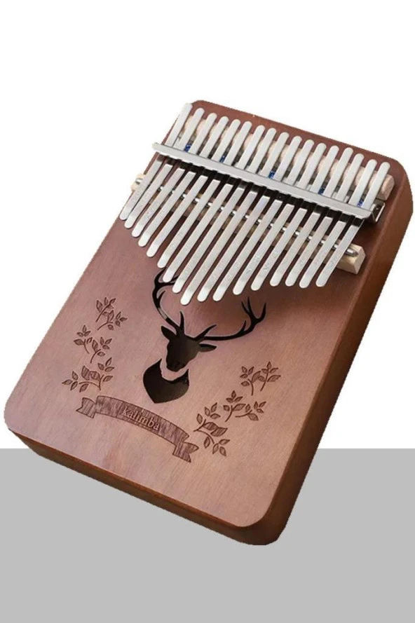 Midex KLX-880 Hakiki Ağaç Kalimba Geyik Desenli Ahşap Full Set 17 Çelik Tuşlu - 3