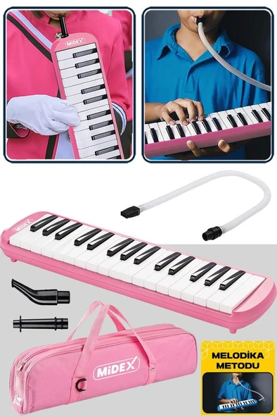 Midex ML-32PK Pembe Melodika Seti 32 Tuşlu METOD HEDİYE (Tuşlarda Nota Yazmaktadır) - Resim 2