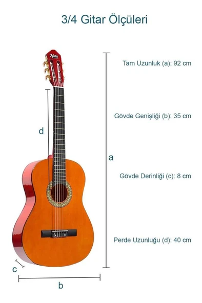 Midex CG-36YL-PAK Kaliteli 36 İnç 3/4 Junior Çocuk Gitarı 8-12 Yaş Arası (Çanta Tuner Askı Pena Metod) - Resim 3