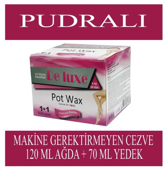 Youth Passport Deluxe Pot Wax 1+1 Cezveli Titanium Pudralı Sir Ağda 120 + 70 ml Yedekli