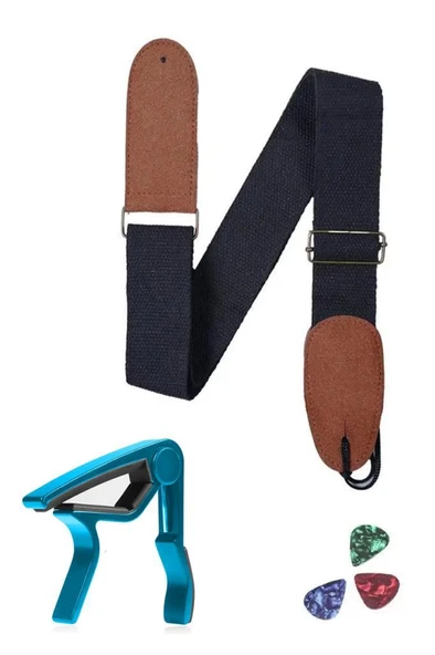 Midex HG21C Siyah Renk Gitar Omuz Askısı Metal Capo Pena Paketi ürün görseli 1