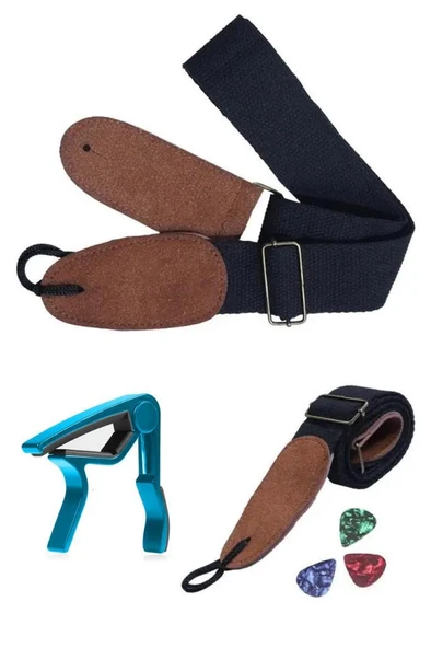 Midex HG21C Siyah Renk Gitar Omuz Askısı Metal Capo Pena Paketi - Resim 2