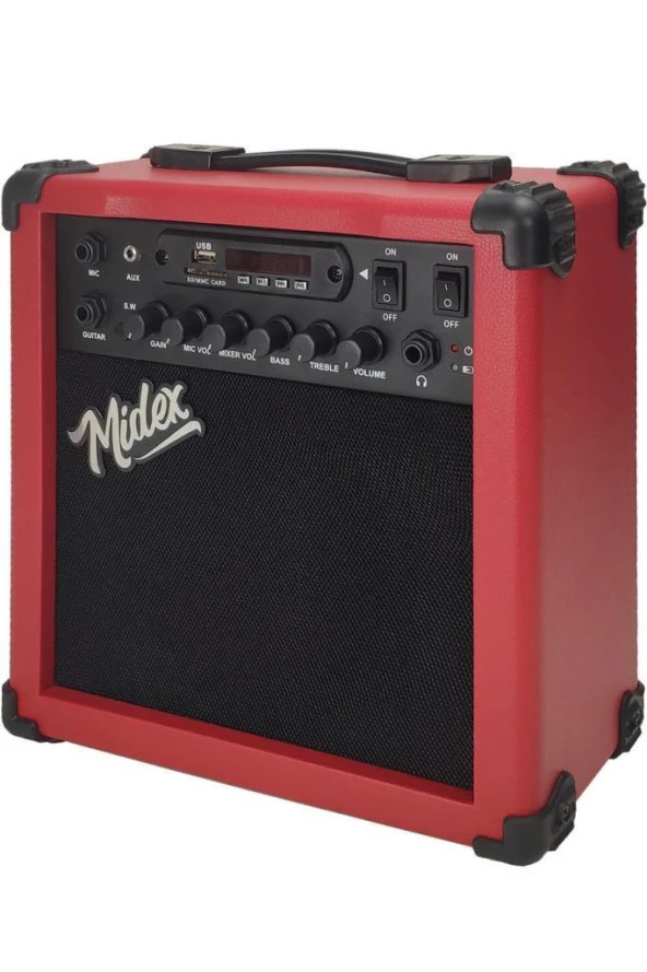 Midex MGA-25RD Elektro Gitar Amfisi 25 Watt USB Bluetooth Şarjlı 2 girişli - 3