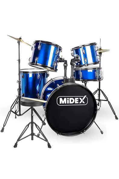 Midex CD900X-BL 22'' Yetişkin Akustik Bateri Davul Seti 22B-13T-12T-16F-14S (5 Parça) ürün görseli