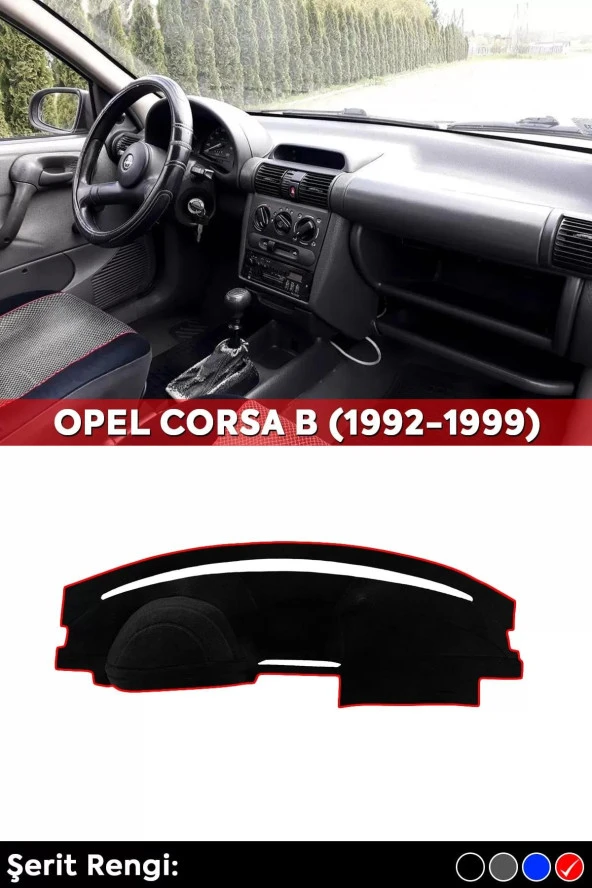 Opel Corsa B (1992-1999) 3d Torpido Koruma Kılıfı - Ön Göğüs Kaplama - Kırmızı Şerit