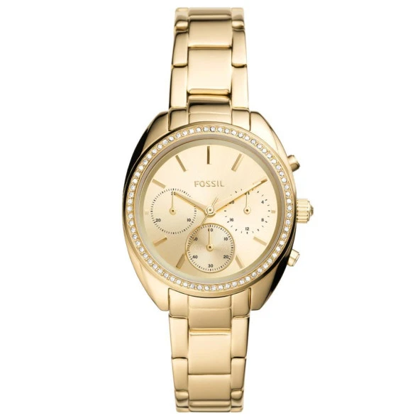 FOSSIL FBQ3658 ALTIN KAPLAMA TAŞLI KADIN KOL SAATİ
