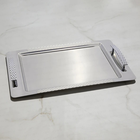 Nehir Sırma Sade Çay Tepsi - 48x31 Cm