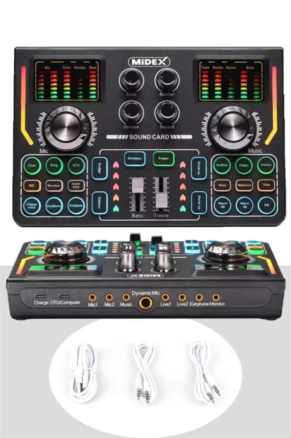 Midex CX1 Titanium Set Efektli Ses Kartı Mikrofon Kulaklık Stand Kayıt Canlı Yayın (PC ve Telefon) - 2