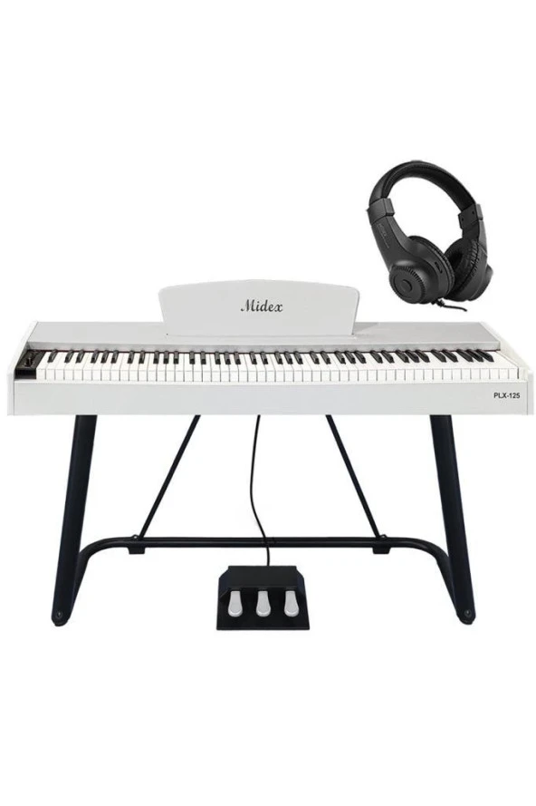 Midex PLX-125WH Taşınabilir Dijital Piyano Tuş Hassasiyetli 88 Tuş Bluetooth (Stand ve Kulaklık İle) - Resim 4