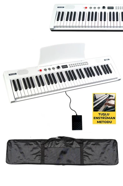 Midex PS4000WH Tuş Hassasiyetli 61 Tuşlu Org Bluetooth USB Midi METOD (Sustain Pedalı Çanta) ürün görseli 1