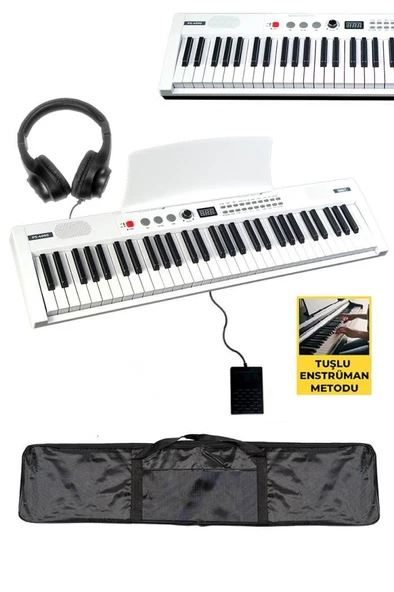Midex PS4000WH-SET Tuş Hassasiyetli 61 Tuşlu Org Bluetooth USB Midi (Sustain Pedalı Çanta Kulaklık Stand METOD) - Resim 2