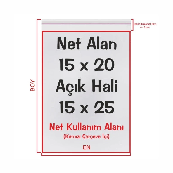 15x20+5 cm. (15x25) 500 Adet CD Jelatini - Şeffaf Bantlı Yapışkanlı OPP Jelatin Poşet ürün görseli 1