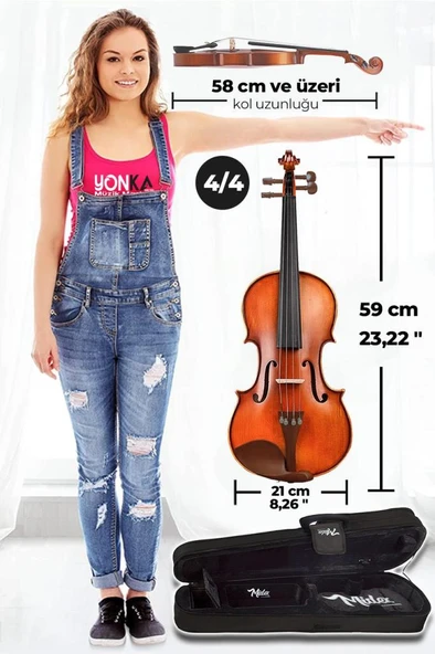 Midex GLA-124X SET Profesyonel Üst Kalite GÜL Ağacı Keman 4/4 Tam Boy - Resim 5