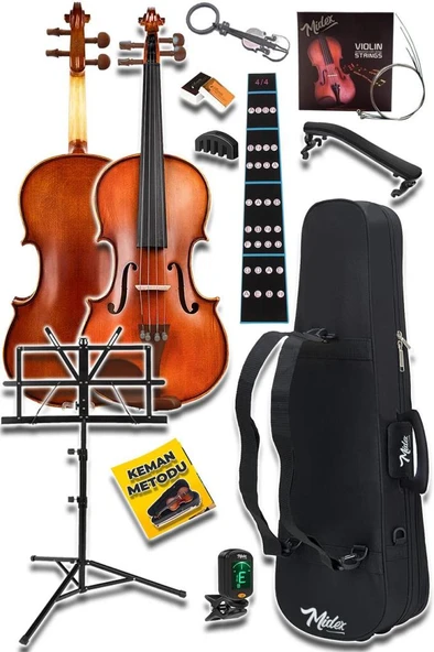 Midex GLA-124X SET Profesyonel Üst Kalite GÜL Ağacı Keman 4/4 Tam Boy - Resim 4