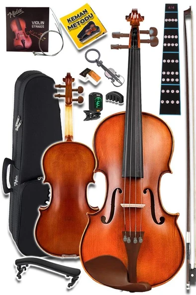 Midex GLA-124 Profesyonel Üst Kalite GÜL Ağacı Keman 4/4 Tam Boy (Yastık Tuner Yedek Tel Susturucu Çanta Yay Reçine) - Resim 2