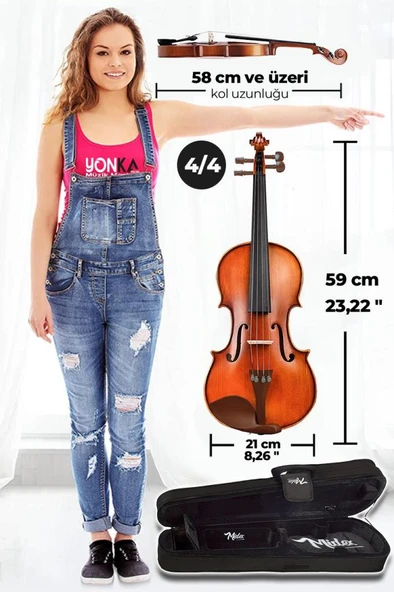 Midex GLA-124 Profesyonel Üst Kalite GÜL Ağacı Keman 4/4 Tam Boy (Yastık Tuner Yedek Tel Susturucu Çanta Yay Reçine) - Resim 5