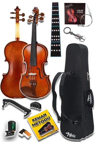Midex GLA-124 Profesyonel Üst Kalite GÜL Ağacı Keman 4/4 Tam Boy (Yastık Tuner Yedek Tel Susturucu Çanta Yay Reçine) - Resim 4