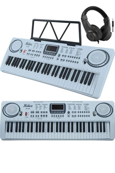 Midex PS-1500WH-H Başlangıç İçin 61 Tuşlu Org Kulaklık Notalık Adaptör Öğrenim Metodu (100 Ses 100 Ritim) - Resim 3